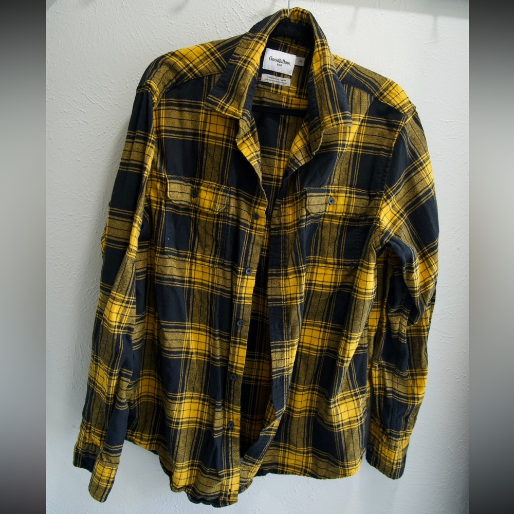 Goodfellow & Co Yellow and Black Flannel Shirt Fall Festive